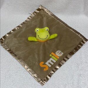 2012 CARTERS Plush SMILE FROG Baby BLANKET LOVEY  Security RATTLE Stuffed Toy